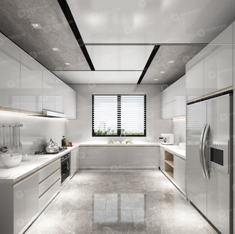 容聲集成吊頂大板現(xiàn)代極簡(jiǎn)廚房效果圖