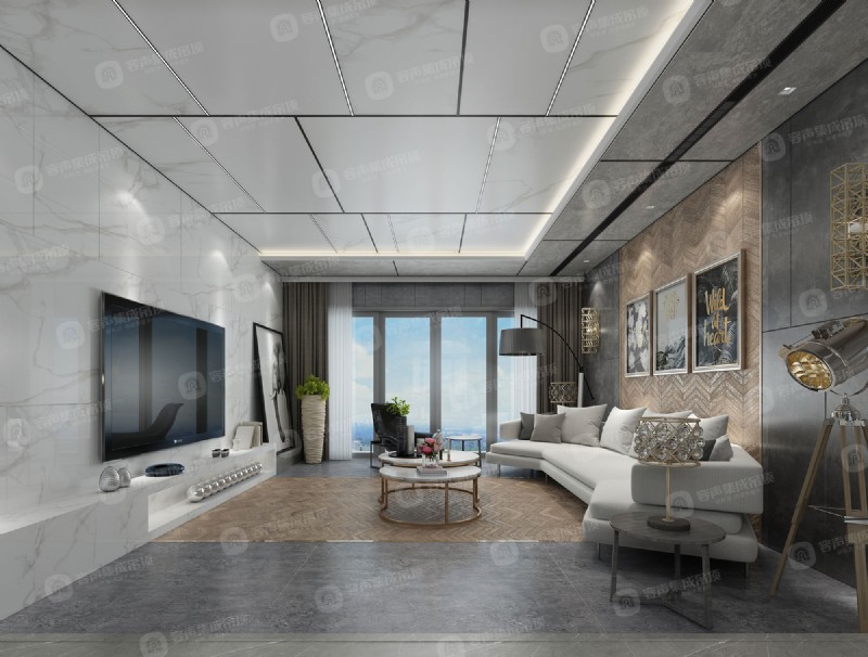 容聲集成吊頂大板美式工業客廳效果圖